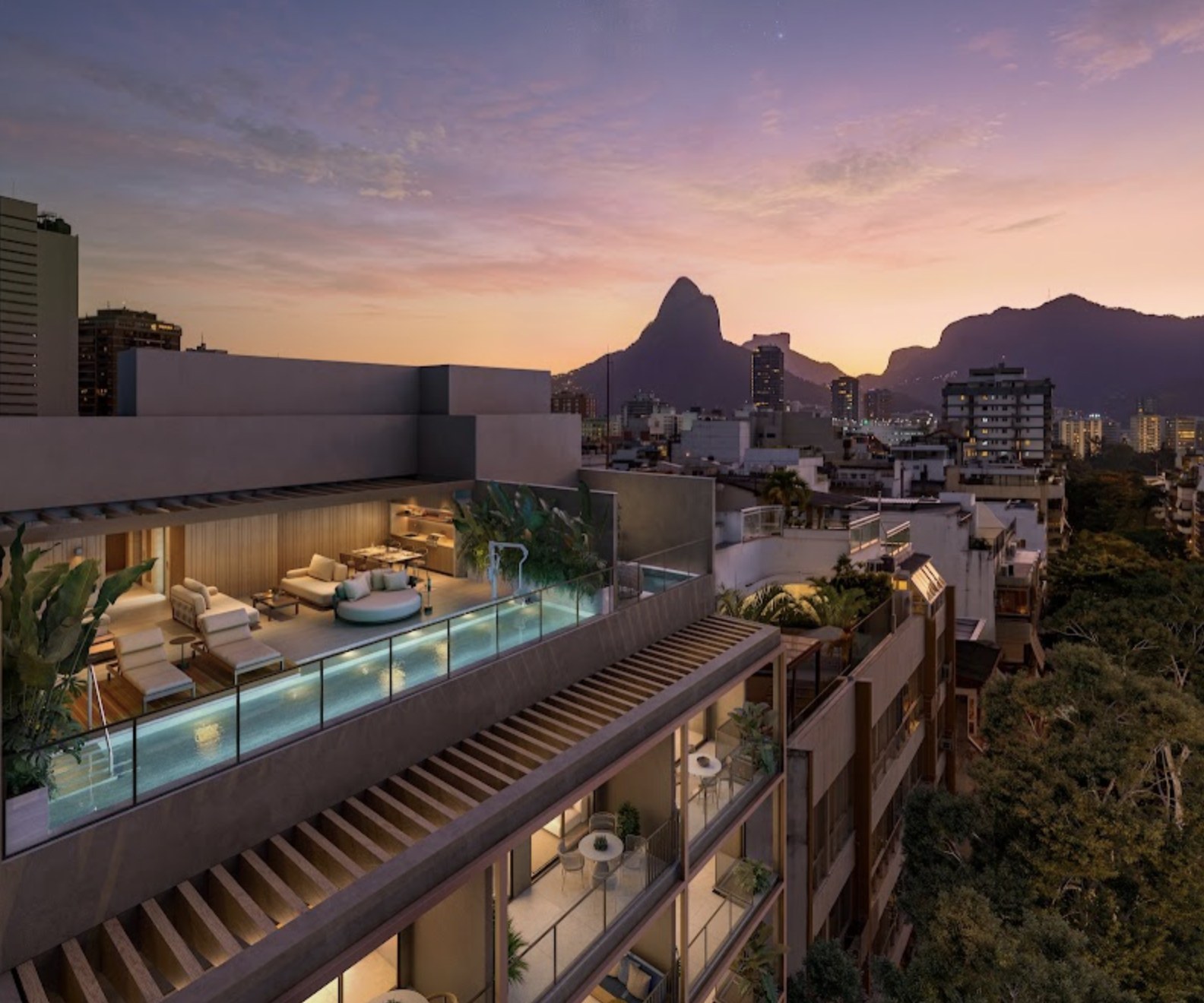 Rooftop ao entardecer
